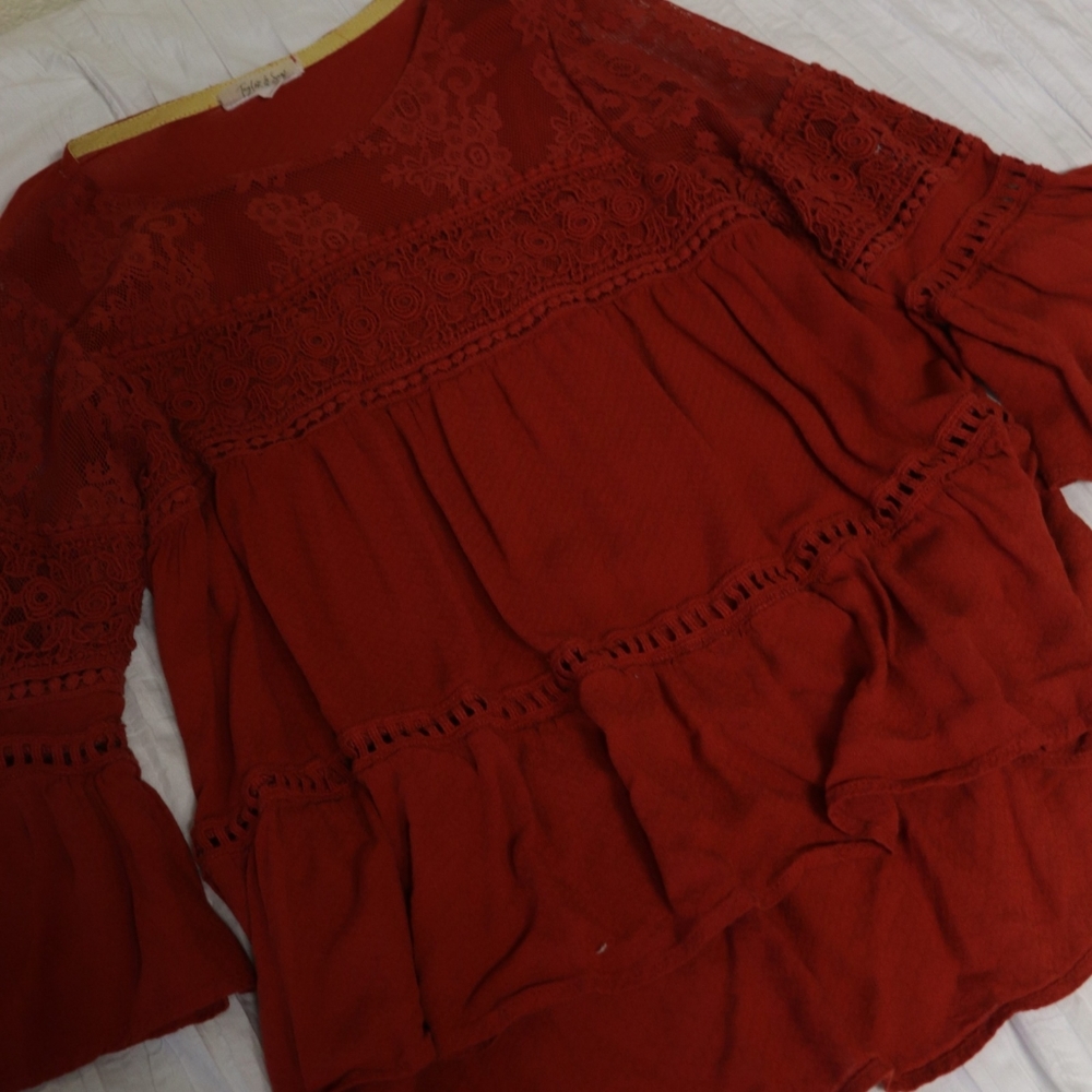 Orange Boho Babydoll Blouse